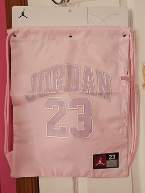Jordan Pink Drawstring Backpack with 23 Graphic